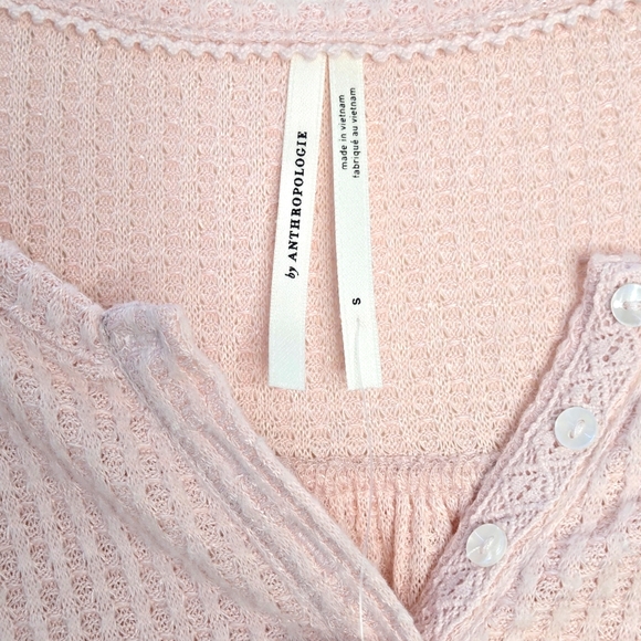 Anthropologie Pink thermal waffle size Small - Picture 3 of 6